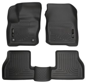 Ford Focus Floor Liners - Front + Rear - Husky Liners - WeatherBeater - Black - 2016 Ford Focus Floor Liners - Front + Rear - Husky Liners - WeatherBeater - Black - 2016